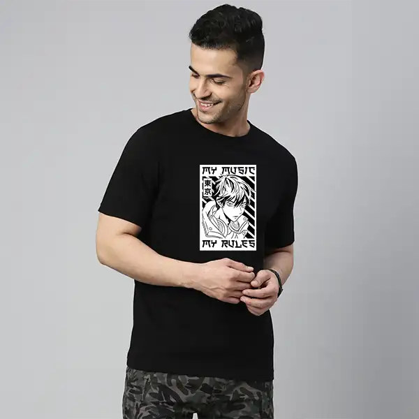 Men's My Music My Rules Graphic Printed T-shirt